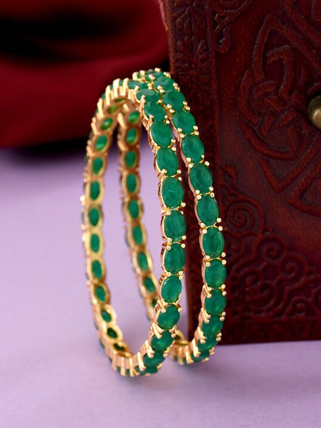 

The Pari Set Of 2 Gold-Plated American Diamond-Studded Bangles