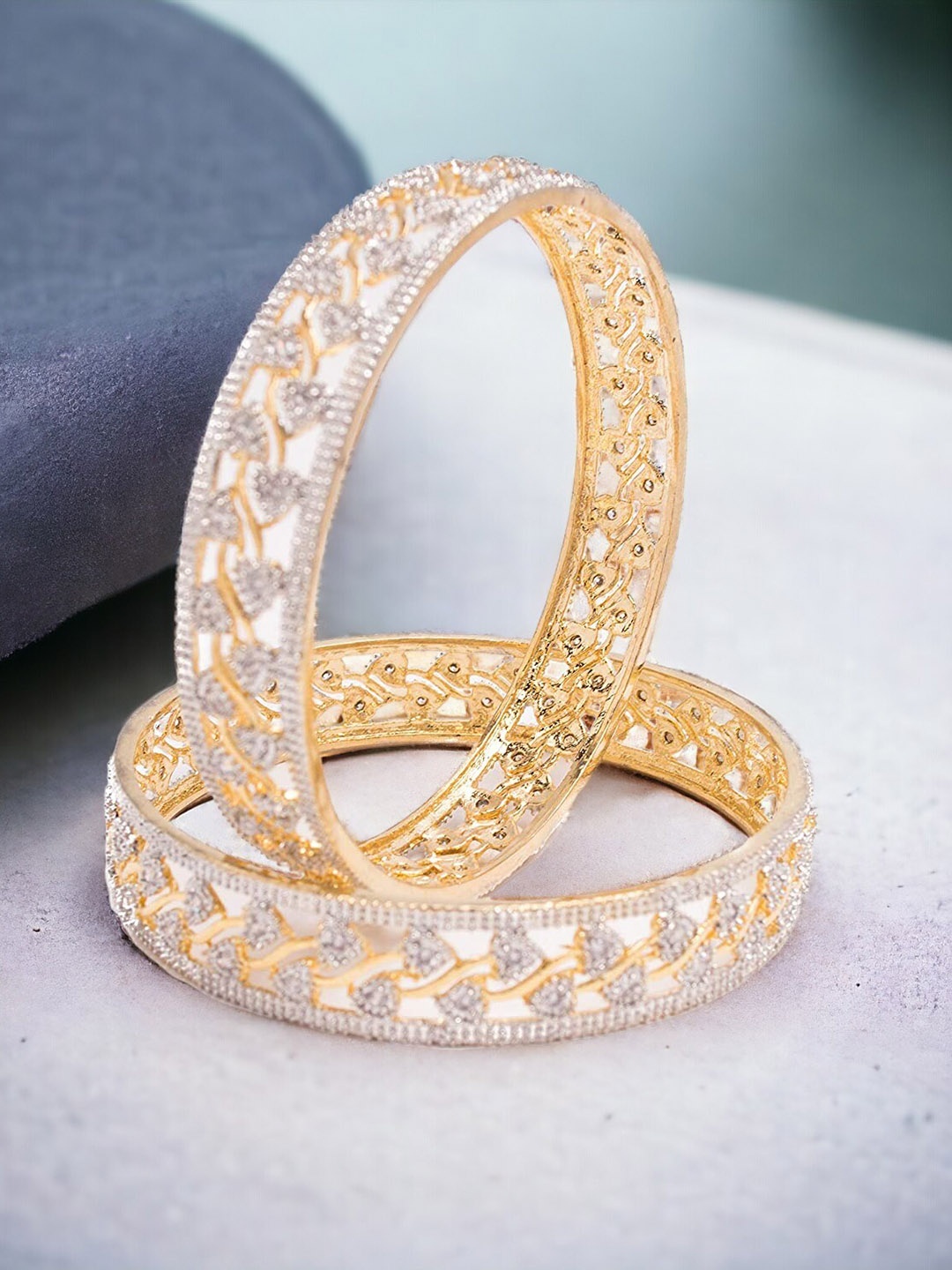 

The Pari Set Of 2 Gold-Plated American Diamond-Studded Bangles
