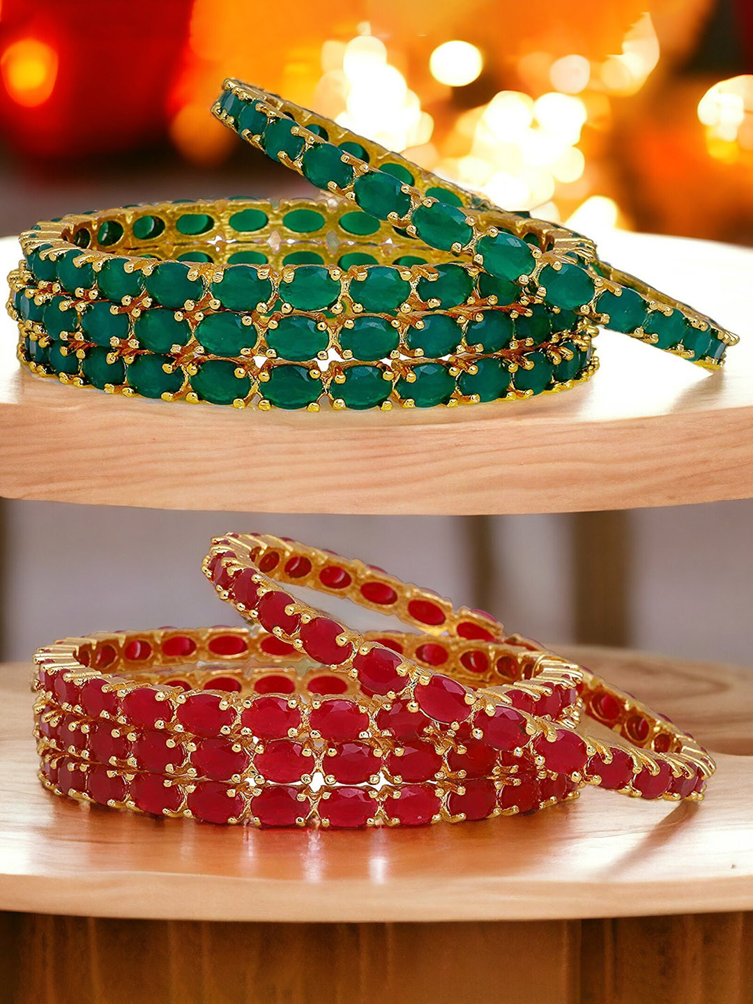 

The Pari Set Of 8 Gold Plated American Diamond Bangles, Multi