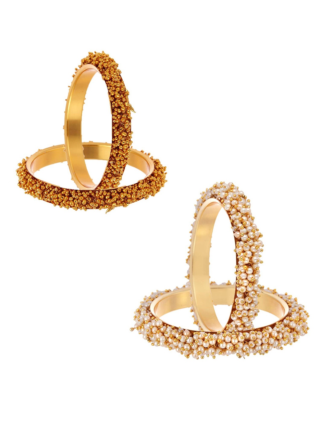 

The Pari Set Of 4 Gold-Plated Pearl Beaded Bangles