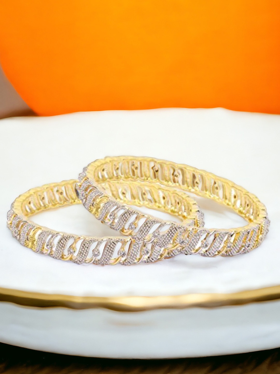 

The Pari Set Of 2 Gold-Plated American Diamond Studded Bangles