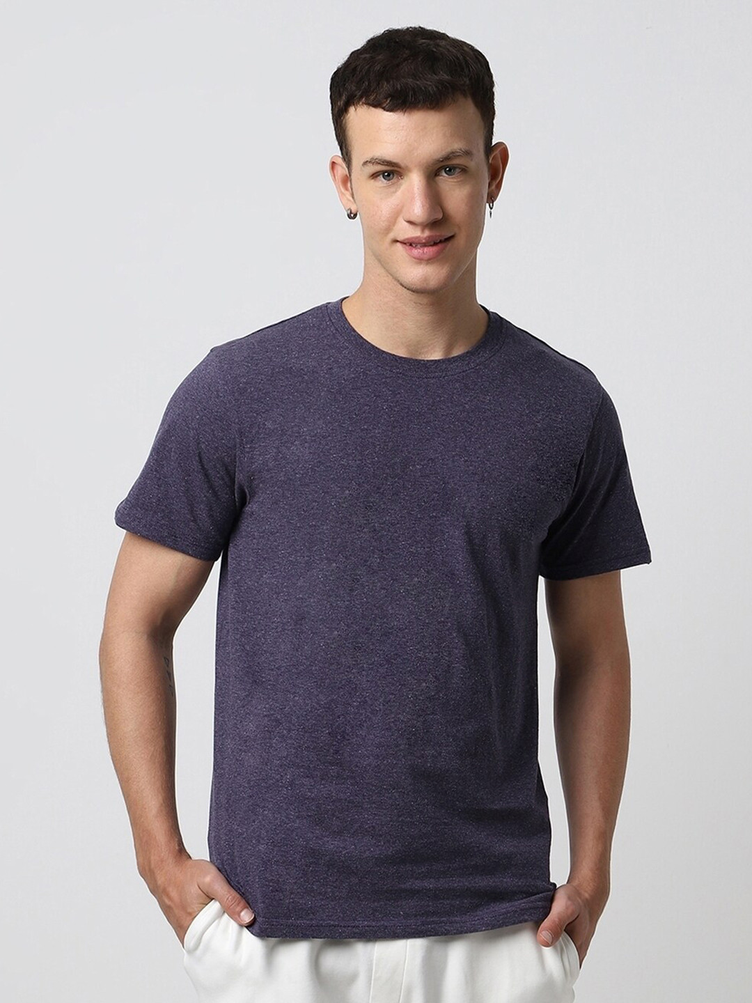 

Bewakoof Round Neck Cotton T-shirt, Navy blue