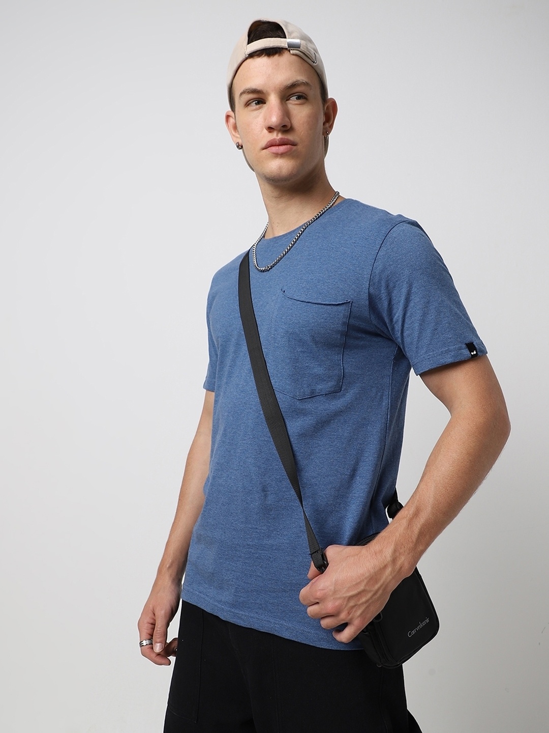 

Bewakoof Round Neck Cotton T-shirt, Blue