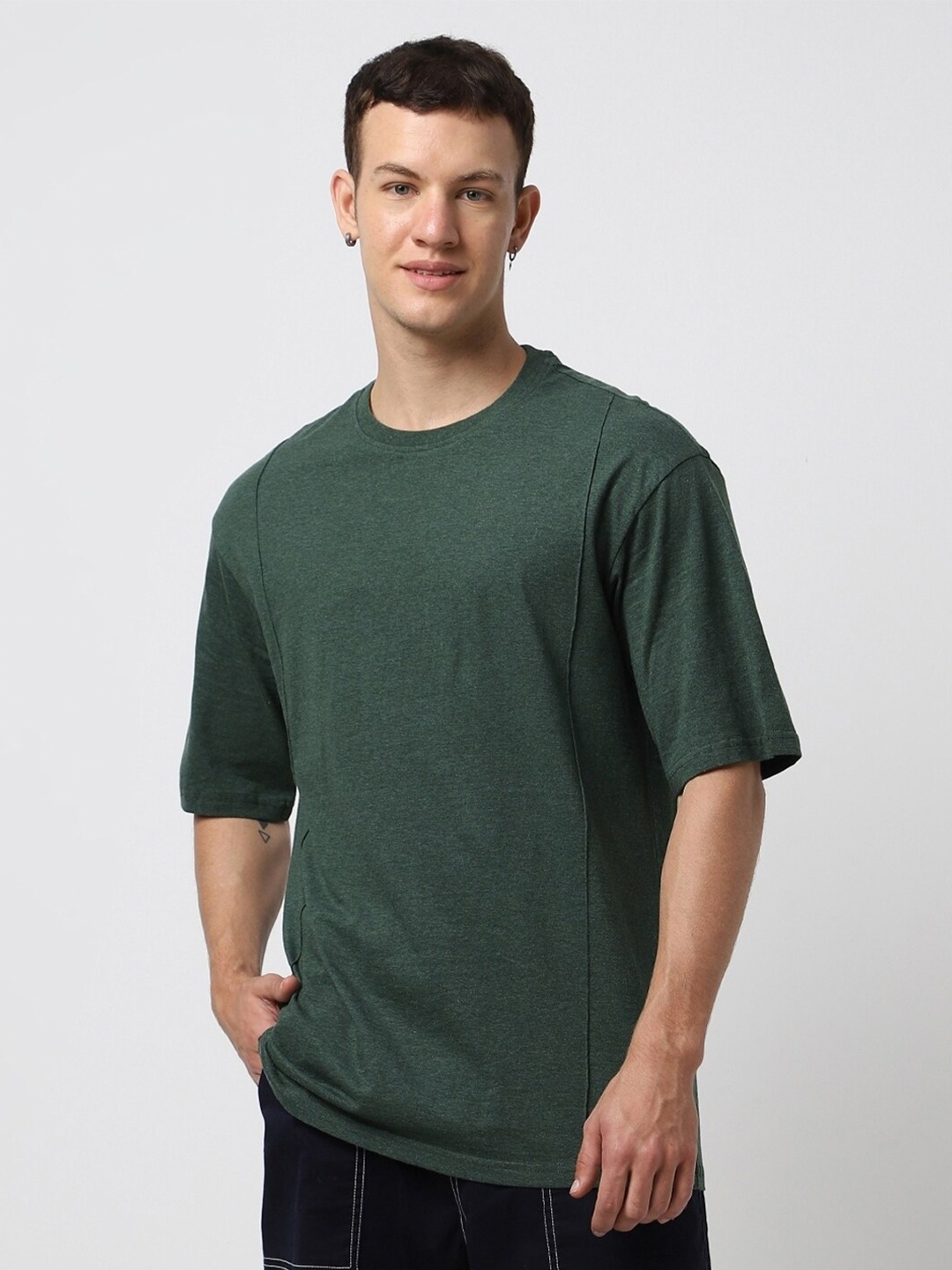 

Bewakoof Air 1.0 Men Oversized T-shirt, Green