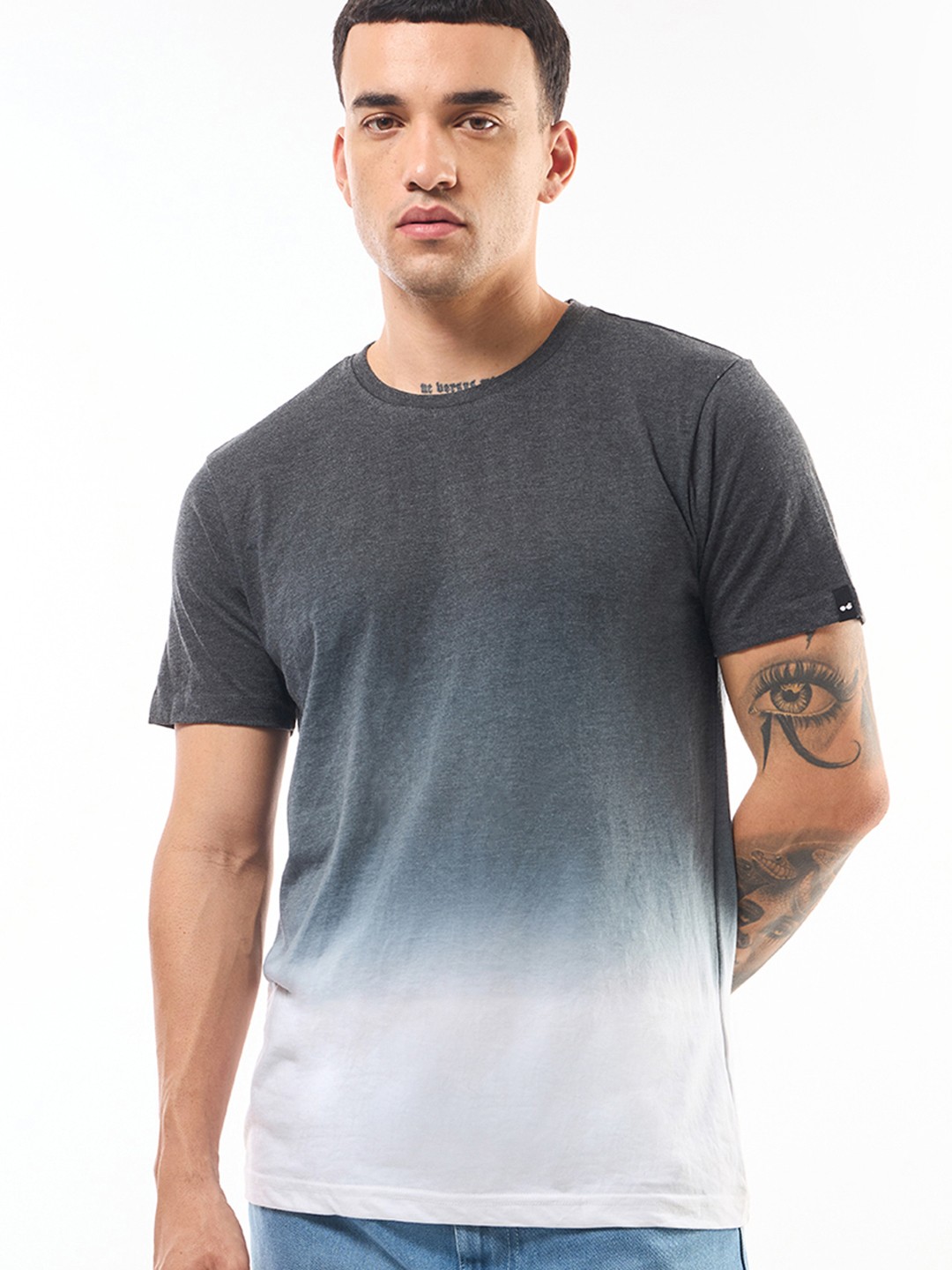 

Bewakoof Air 1.0 Men Ombre T-shirt, Grey