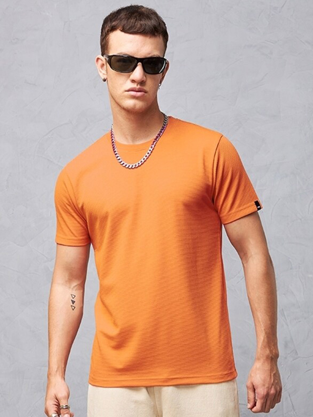 

Bewakoof Heavy Duty 1.0 Round Neck Cotton T-shirt, Orange