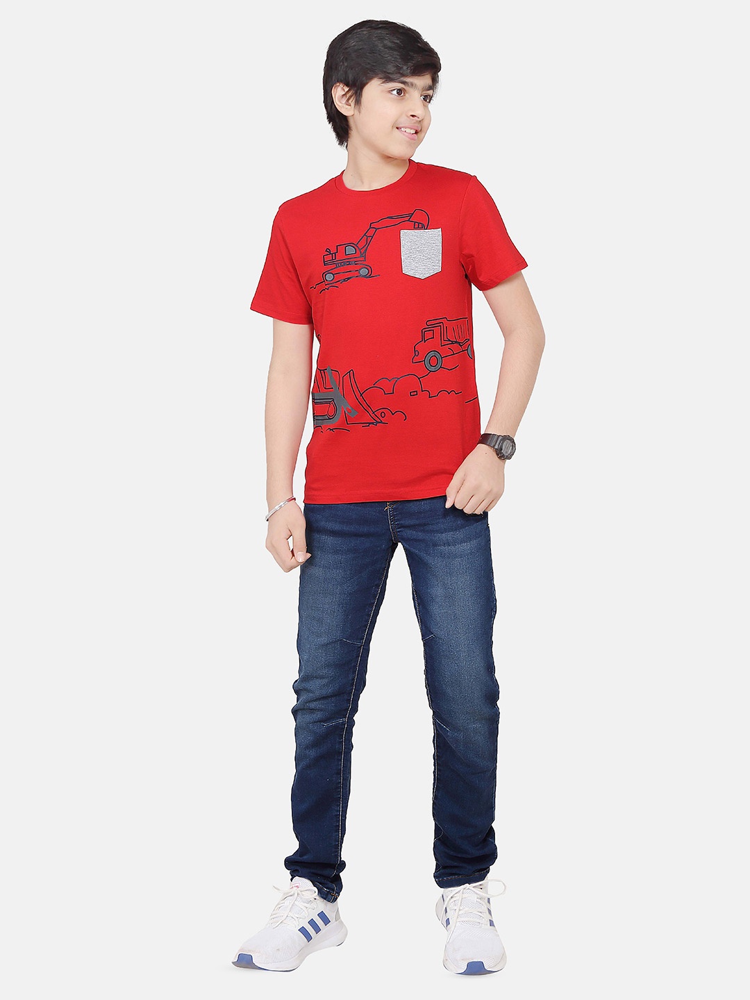 

BAESD Boys Graphic Printed Air Cooled Memory Foam Pocket Cotton T-shirt, Red