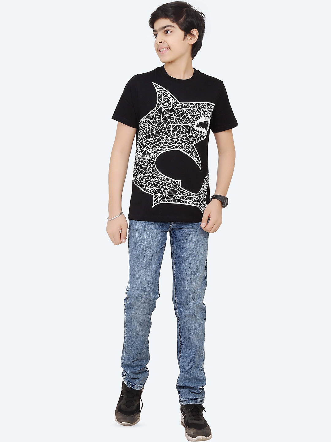 

BAESD Boys Graphic Printed Round Neck Cotton T-shirt, Black