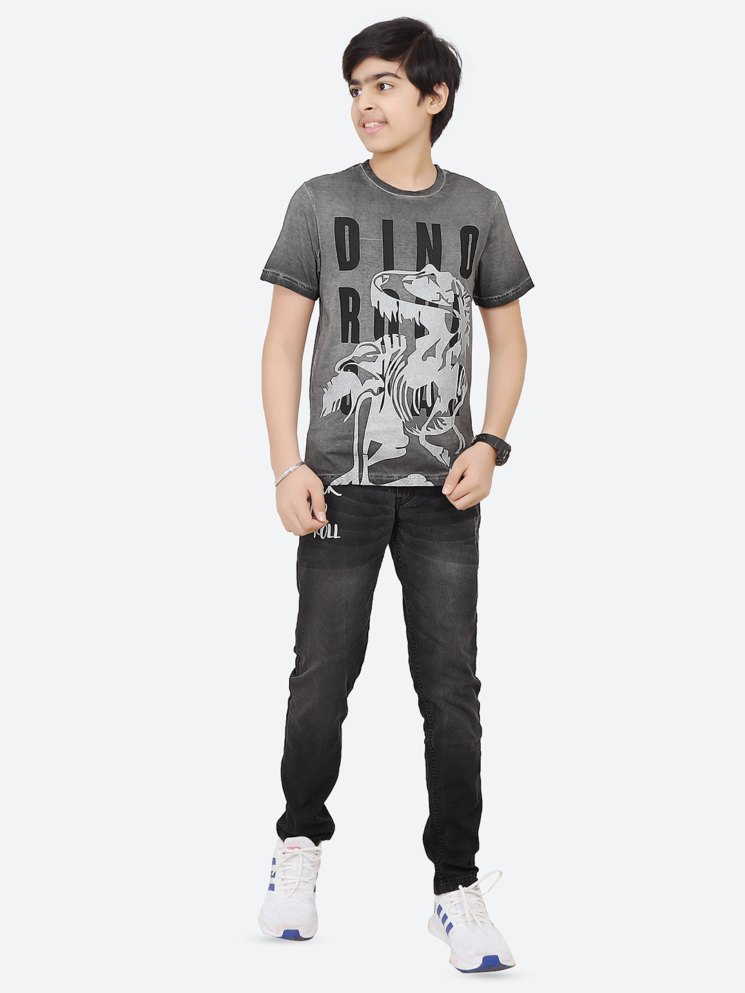 

BAESD Boys Graphic Printed Round Neck Cotton T-shirt, Grey