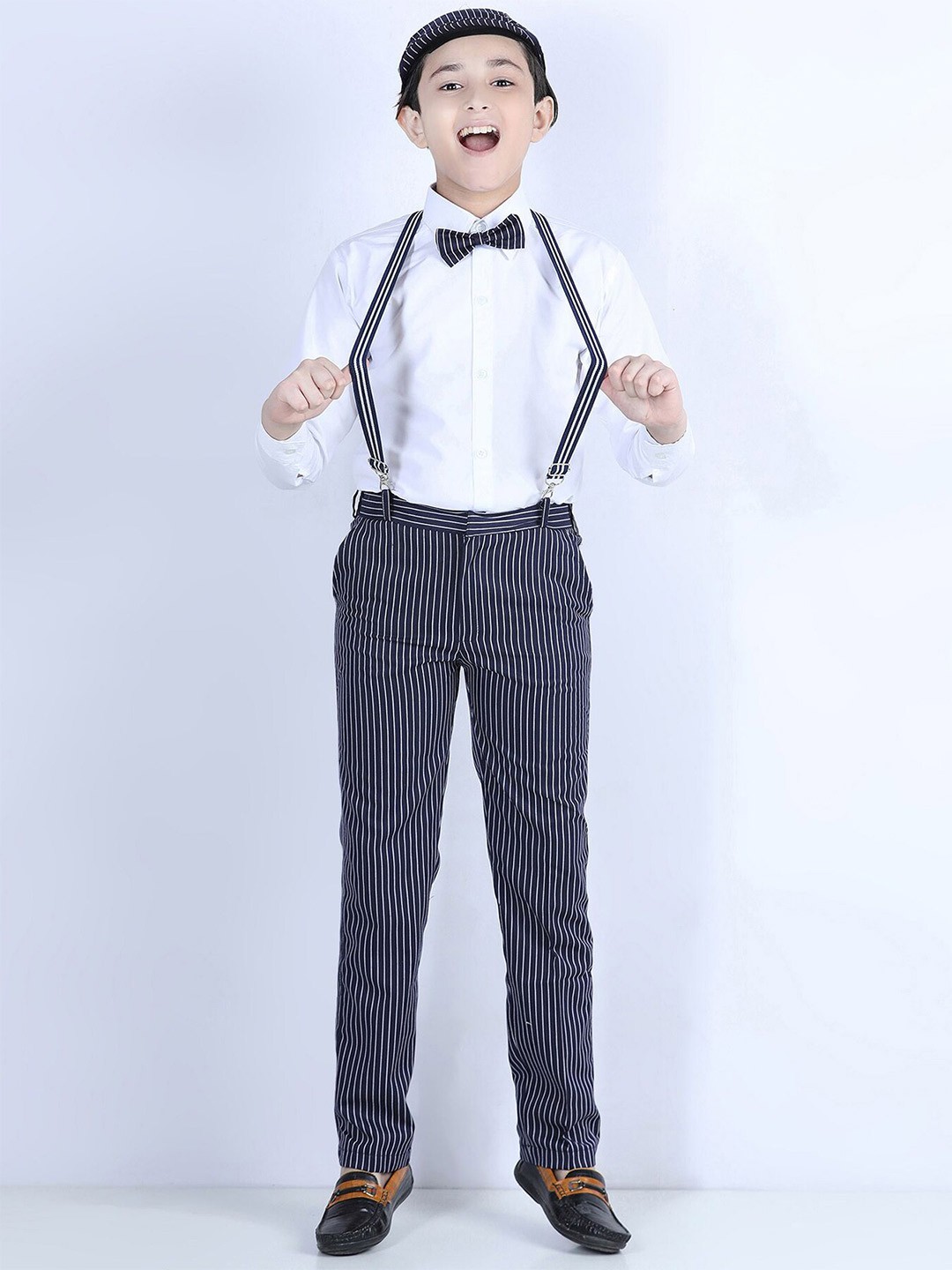 

BAESD Boys Silk Cotton Shirt with Trousers, Navy blue