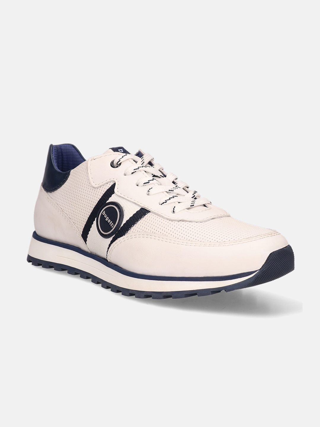 Bugatti Garnet Evo Men Textured Leather Sneakers, Off white