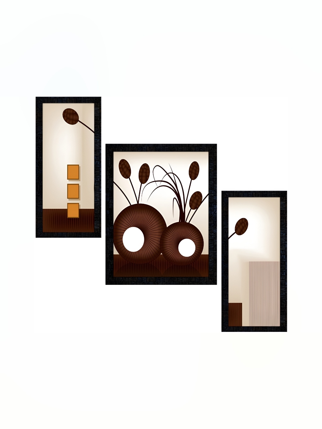 

PnF Charcoal & Brown 3 Pieces Wooden Painting Wall Art