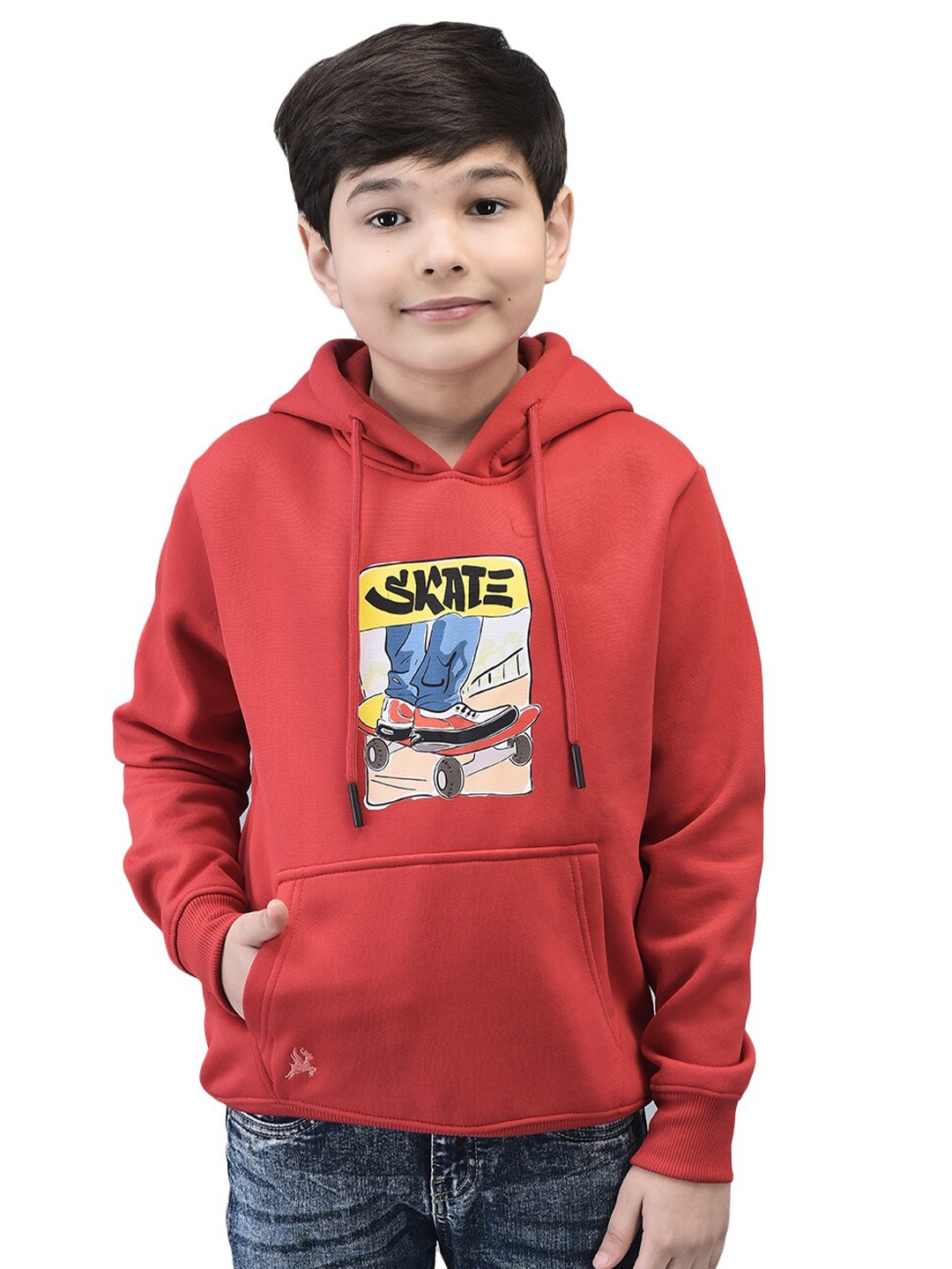 

Trenz Boys Graphic Printed Hooded Pullover, Red