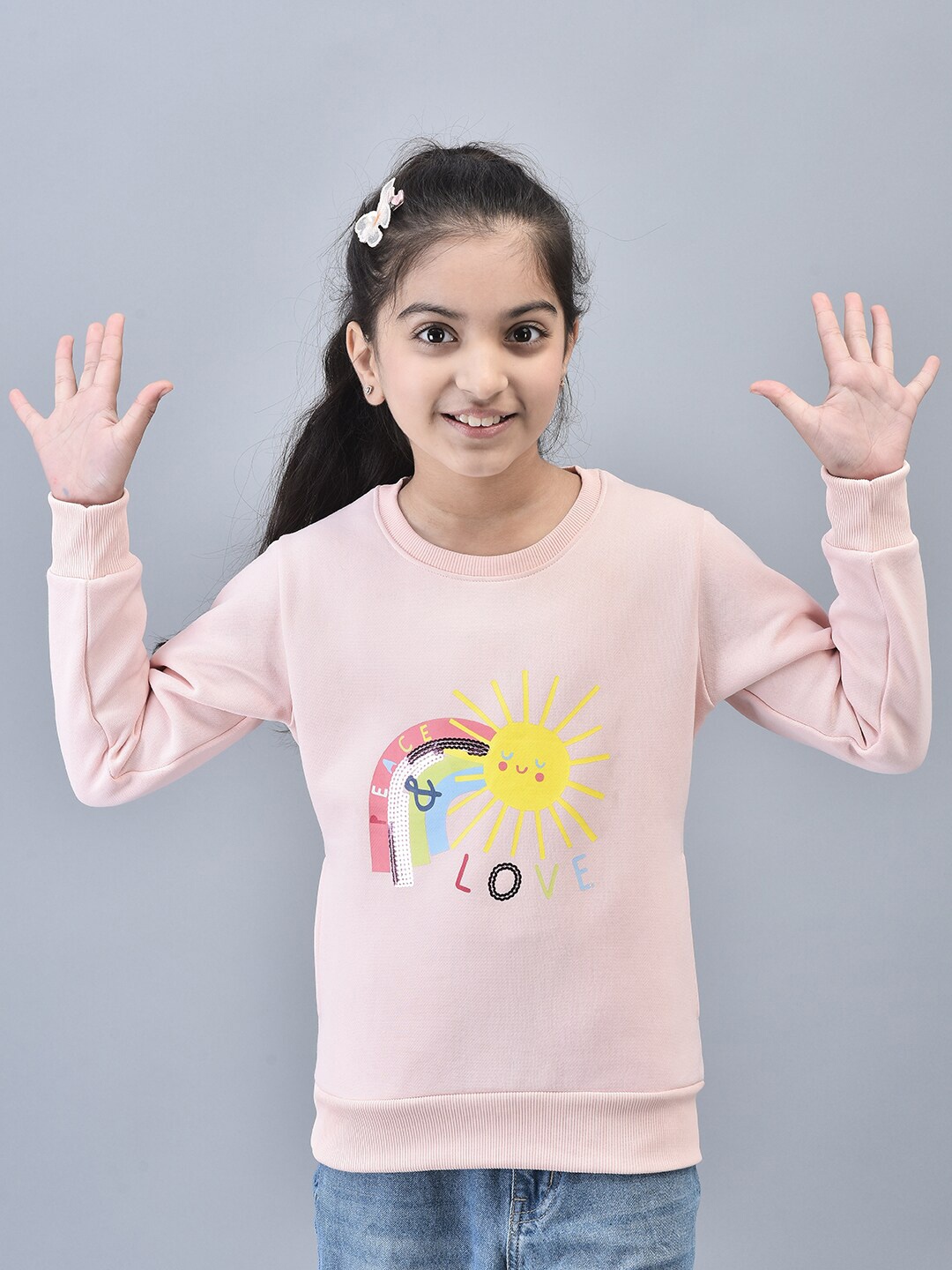 

Trenz Girls Graphic Printed Pullover Sweatshirt, Pink