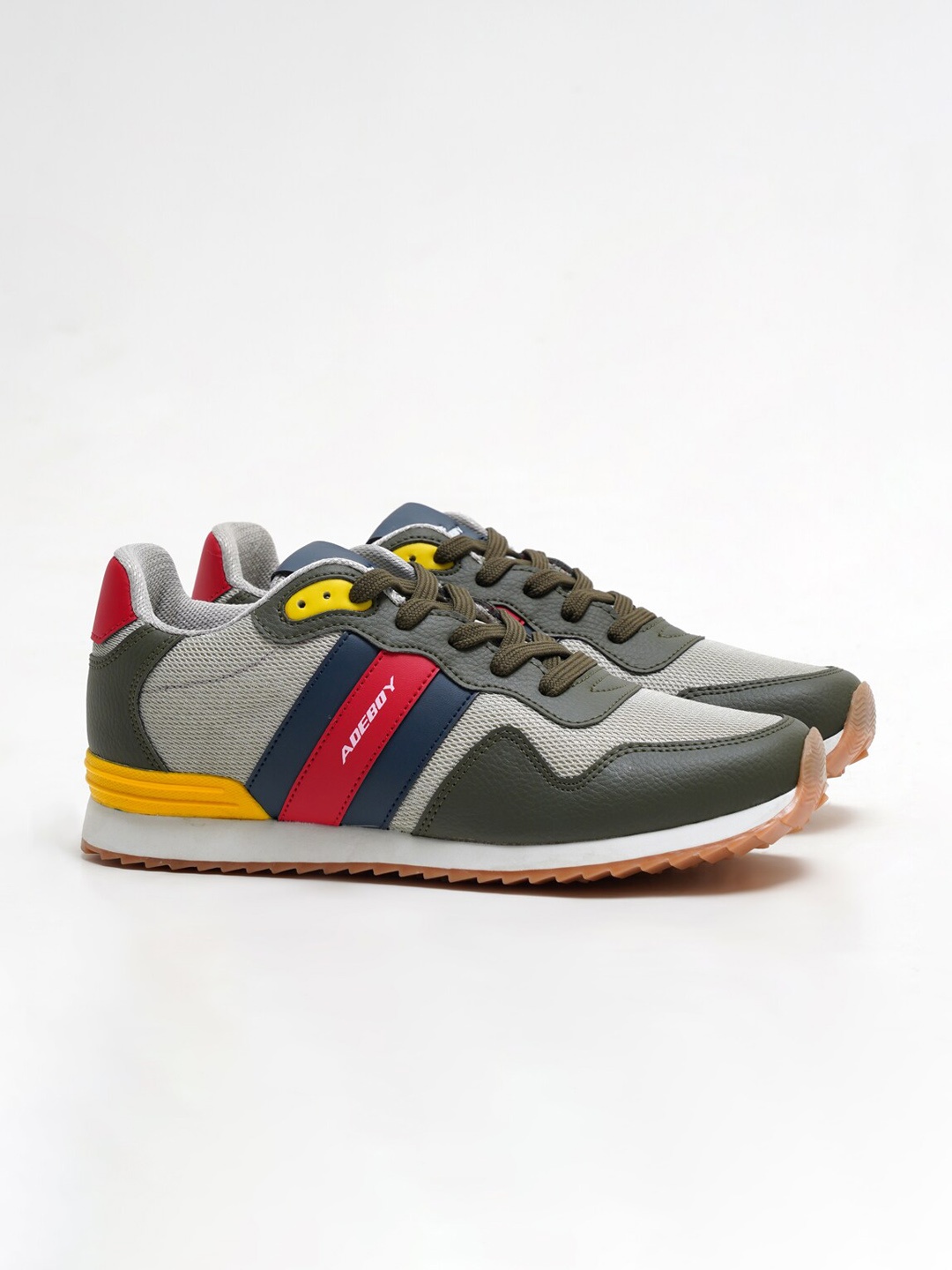 

adeboy Men Colourblocked Sneakers, Olive