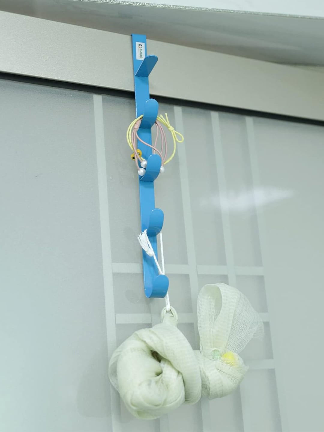 

Kuber Industries Blue 5 Level Over The Door Towel Holder