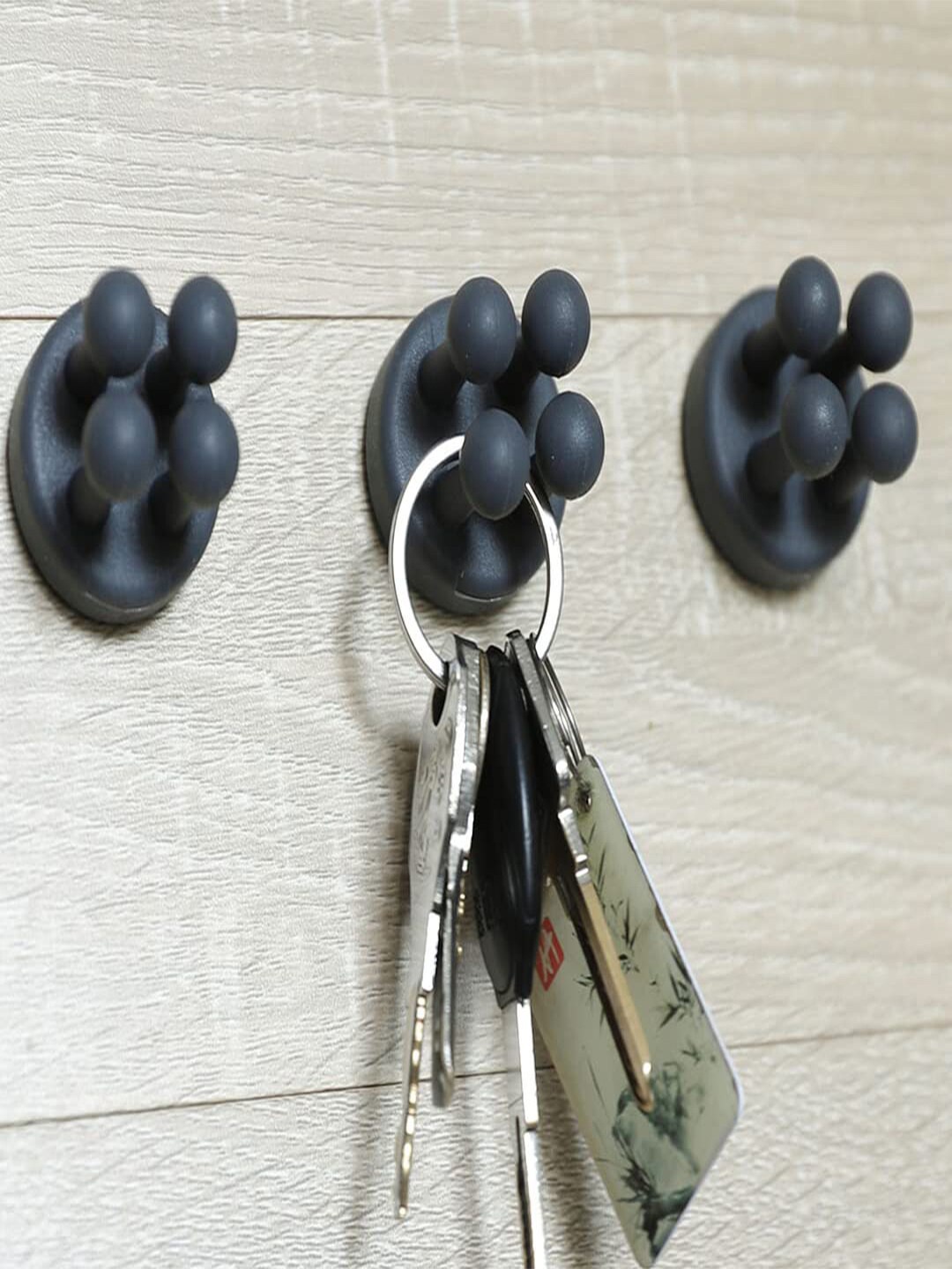 

Kuber Industries Black 4 Pieces Sticky Wall Hooks