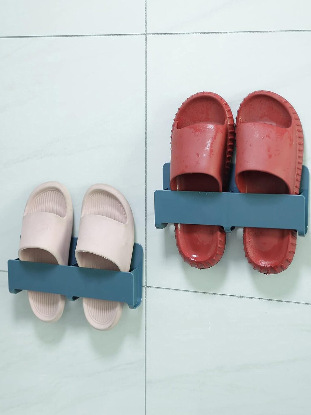 

Kuber Industries Blue 2 Pieces Wall Mounted Shoe Rack