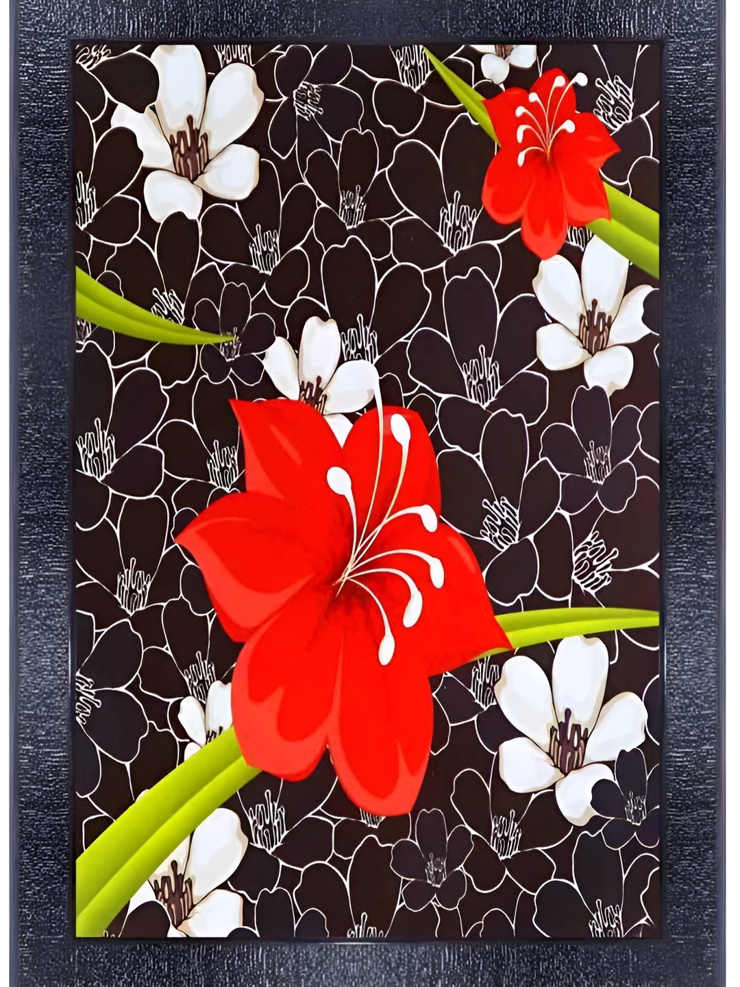 

PnF Black & Red Floral Paper & Wooden Painting Wall Art