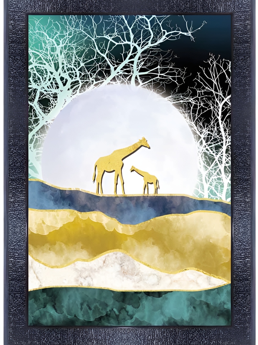 

PnF Black & Green Glass Birds and Animals Painting Wall Art
