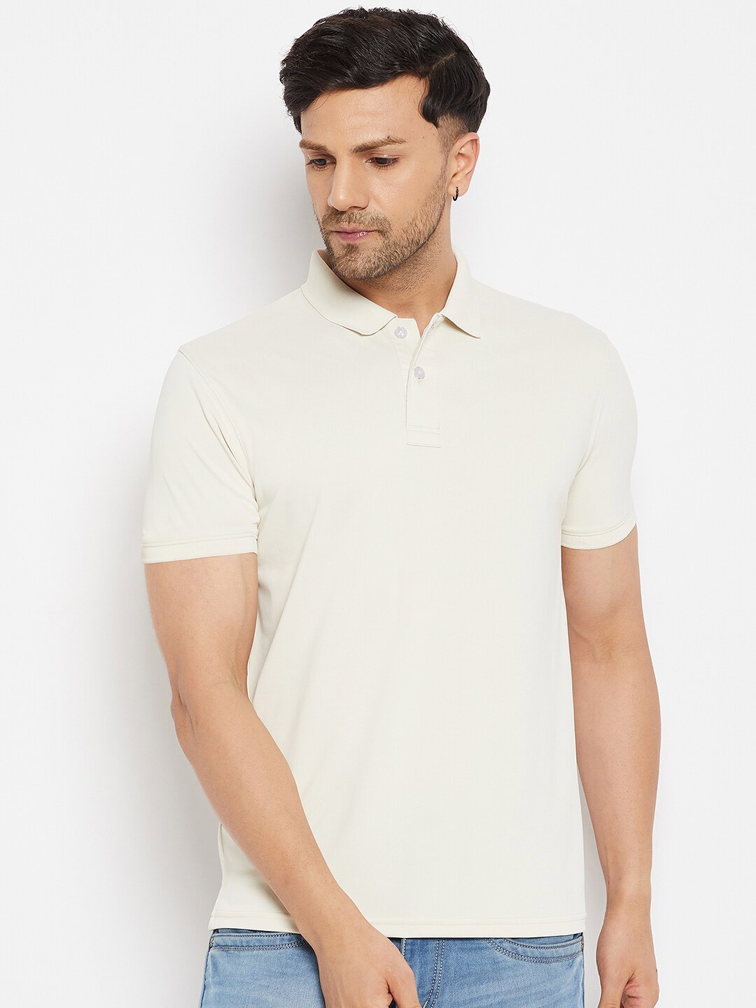 

98 Degree North Polo Collar Short Sleeves Regular T-shirt, Cream