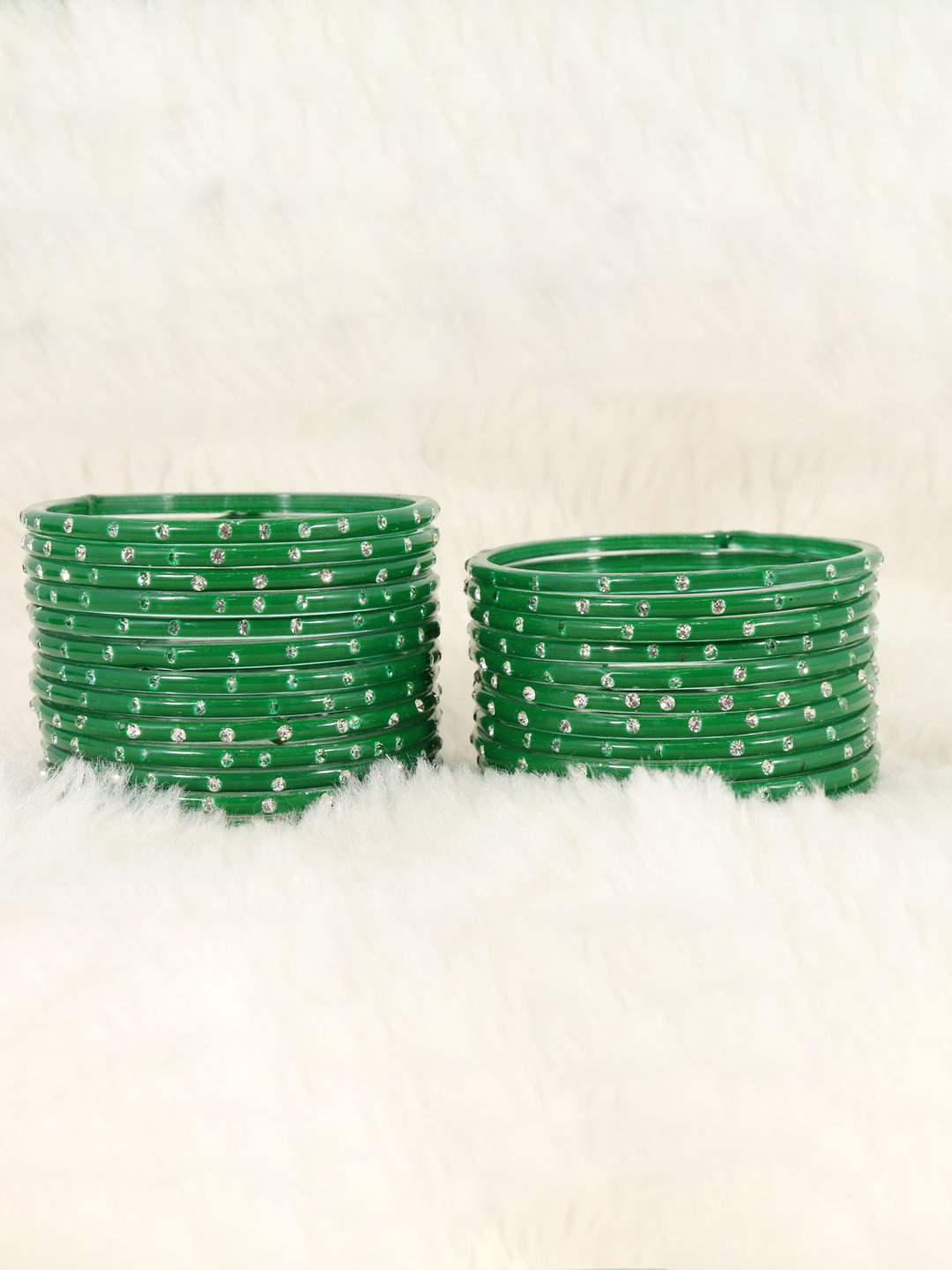 

LAVAZZA Set Of 24 Crystal Studded Bangle, Green