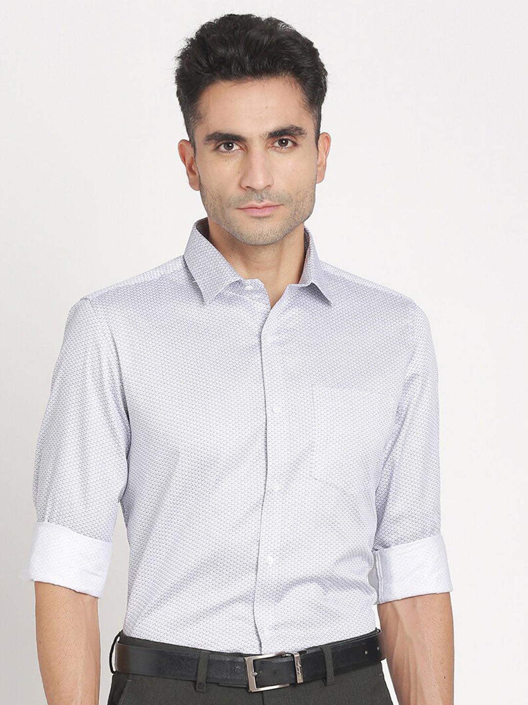 

Turtle Standard Micro Ditsy Printed Pure Cotton Formal Shirt, White