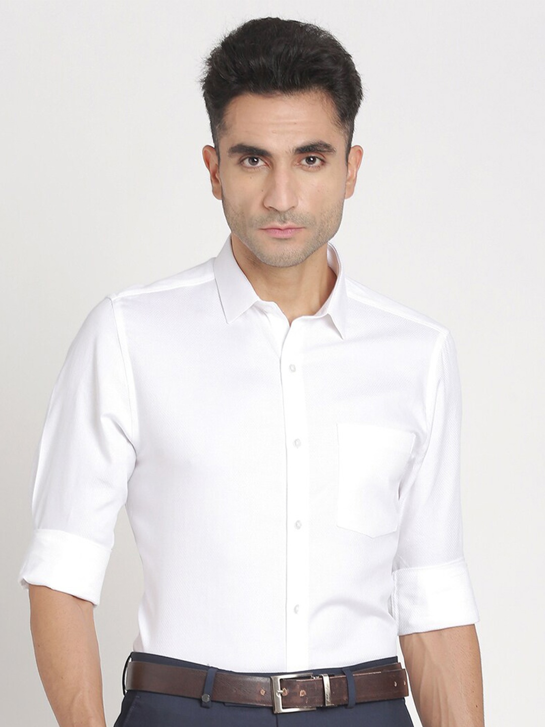 

Turtle Standard Self Design Pure Cotton Formal Shirt, White