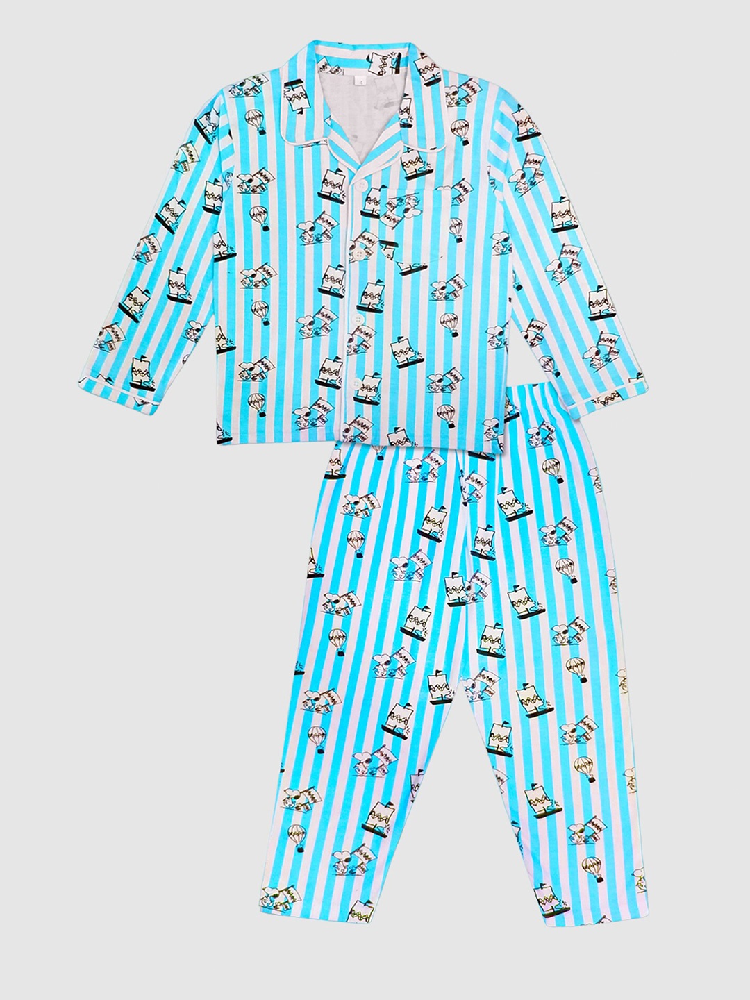

Moms Love Kids Snoopy Printed Pure Cotton Night Suit, Blue