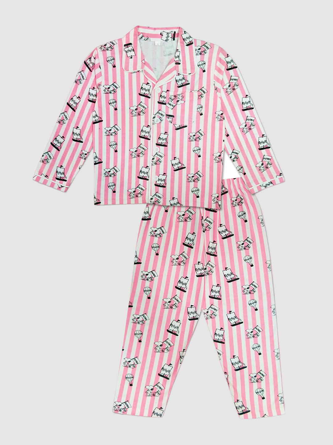 

Moms Love Kids Printed Pure Cotton Night suit, Pink