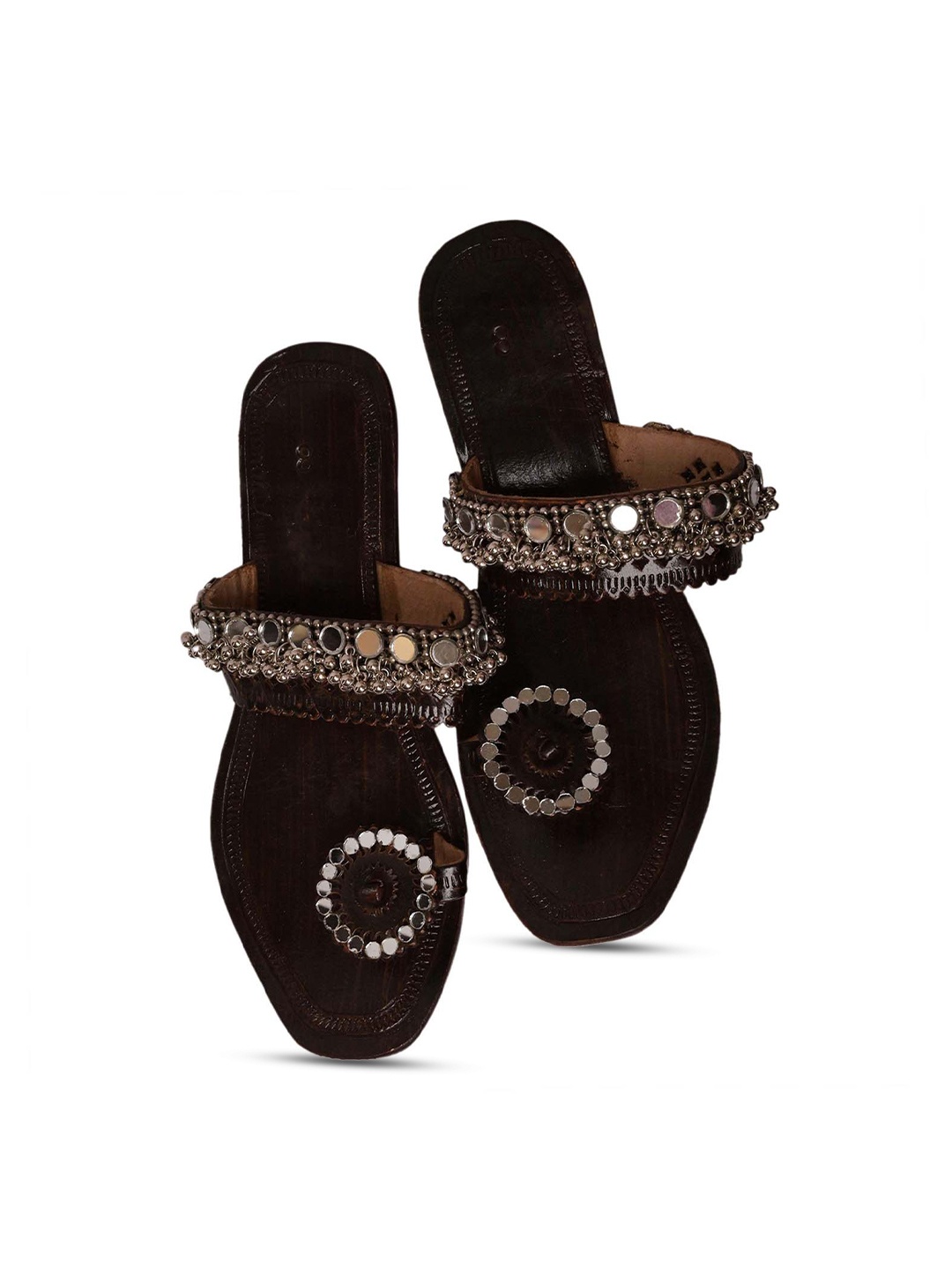 

ALL ABOUT TOE Embellished One Toe Flats, Coffee brown