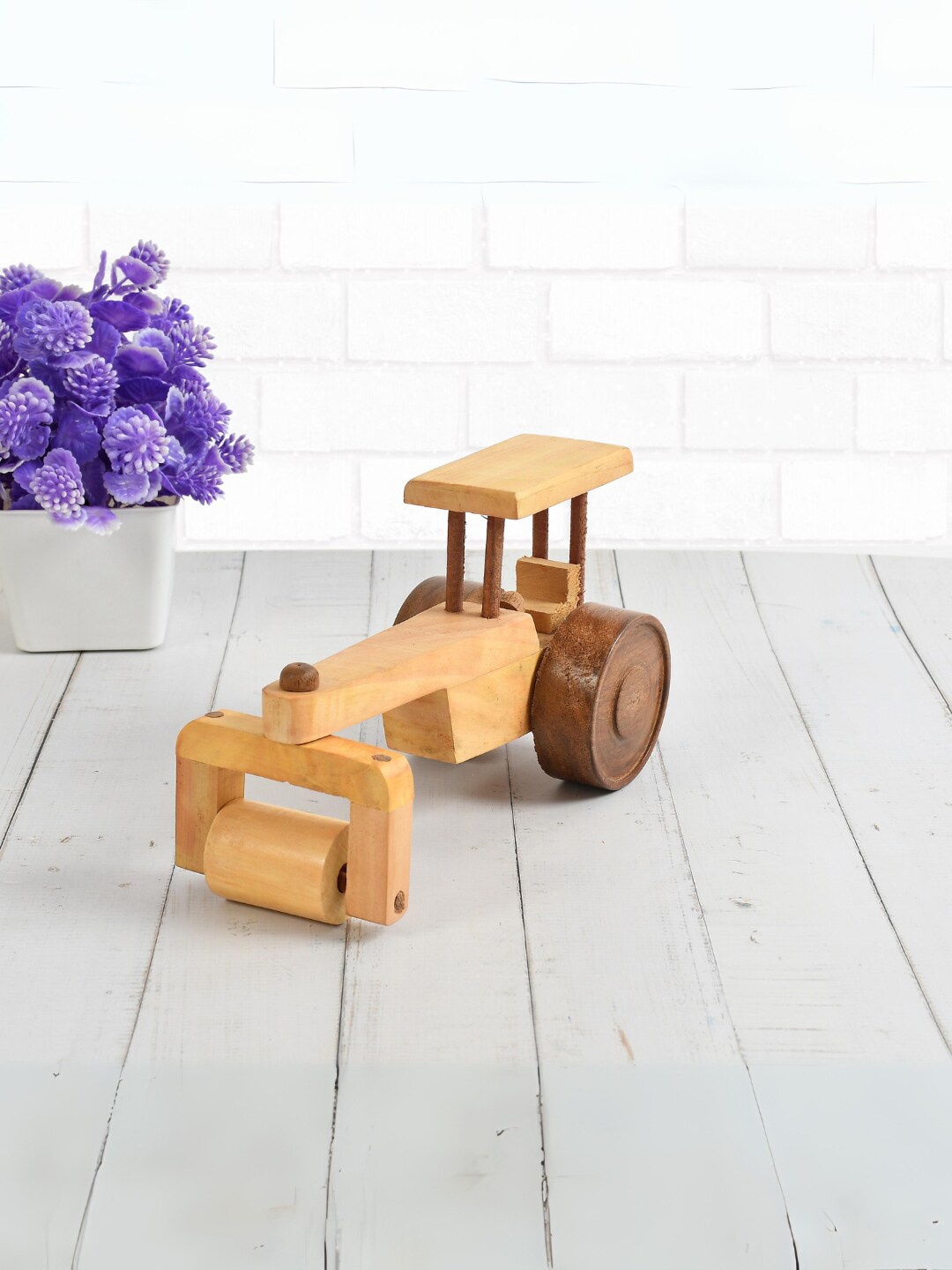 

CLIO'S HERITAGE STORE Kids Wooden Road Roller Toy Vehicle, Brown