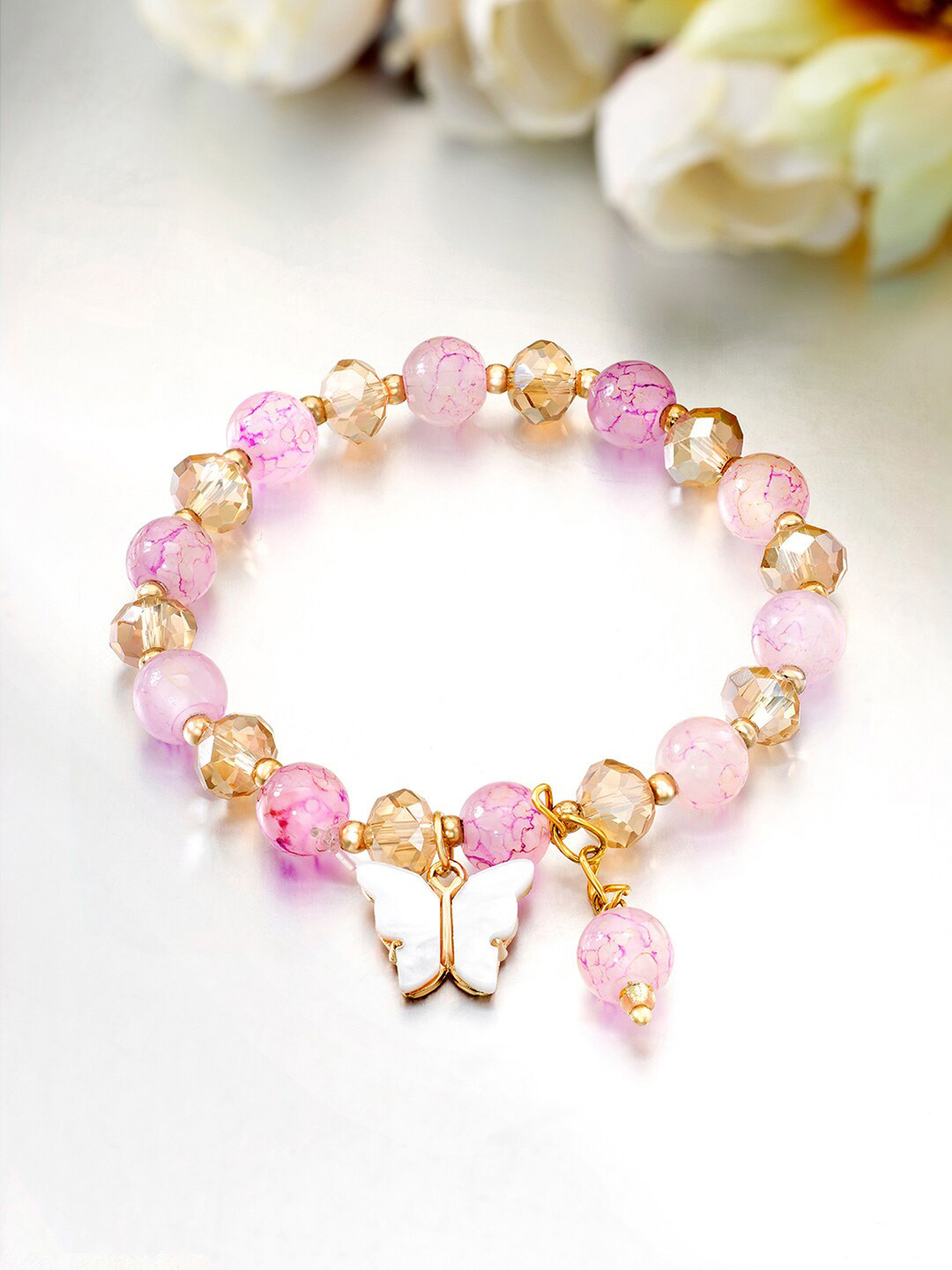 

Peora Gold Plated Beaded Elasticated Bracelet