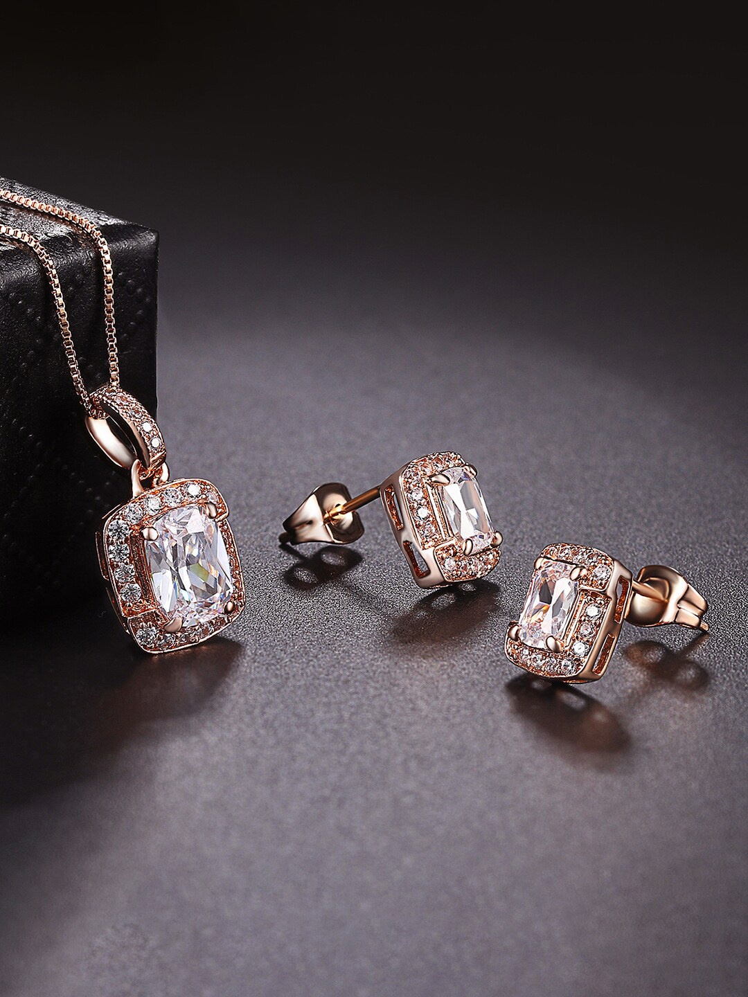 

Peora Rose Gold-Plated American Diamond Studded Jewellery Set