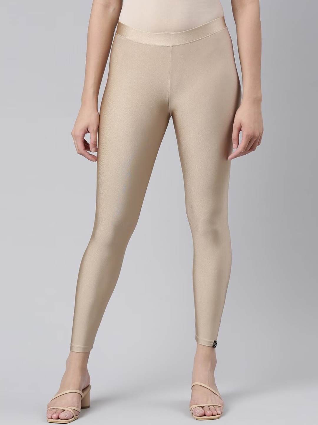 

TWIN BIRDS Skinny Fit Ankle Length Shimmer Leggings, Beige