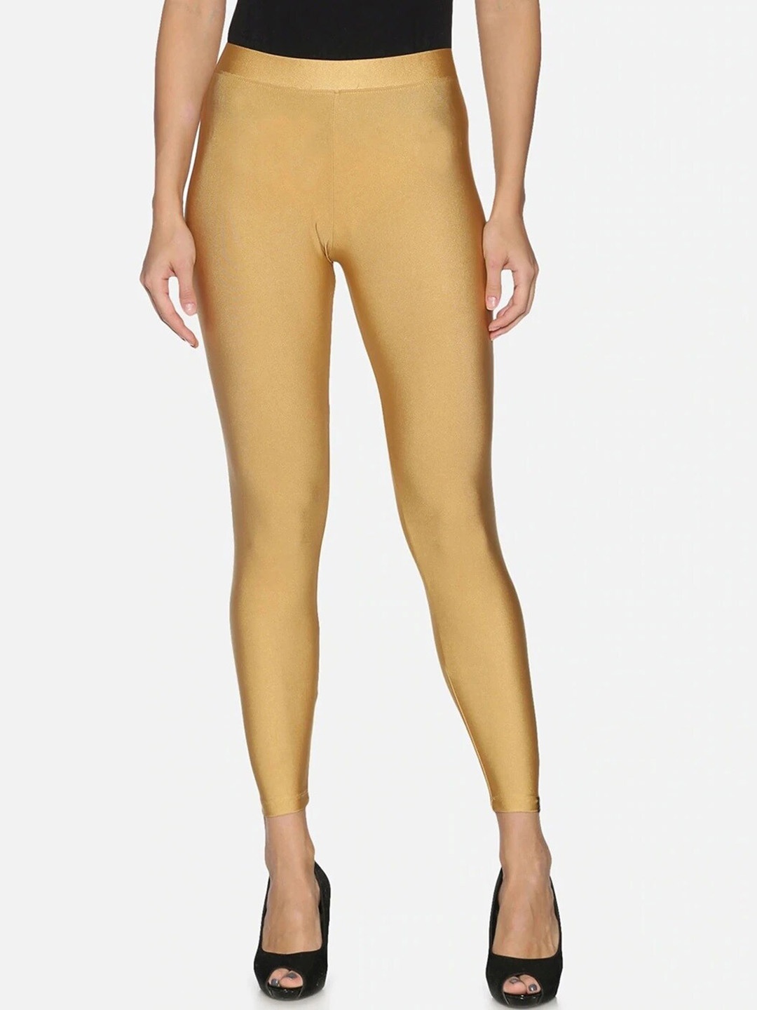

TWIN BIRDS Skinny Fit Ankle Length Shimmer Leggings, Gold