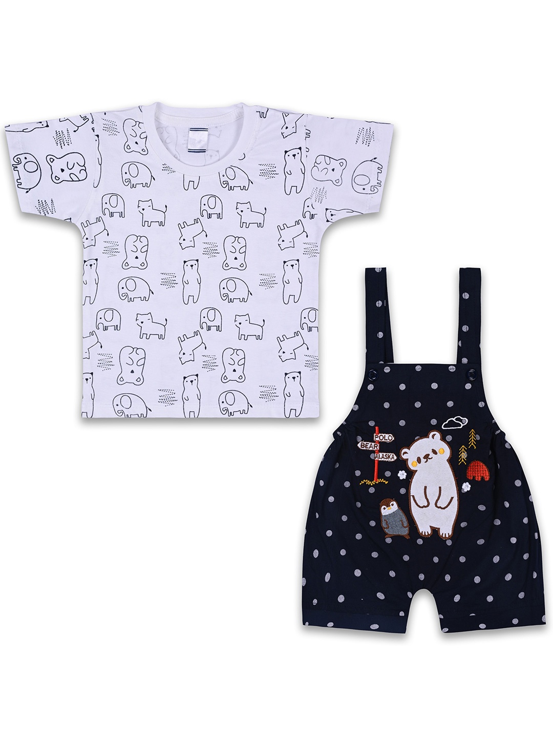 

Wish Karo Boys Graphic Printed T-shirt with Dungarees, Navy blue