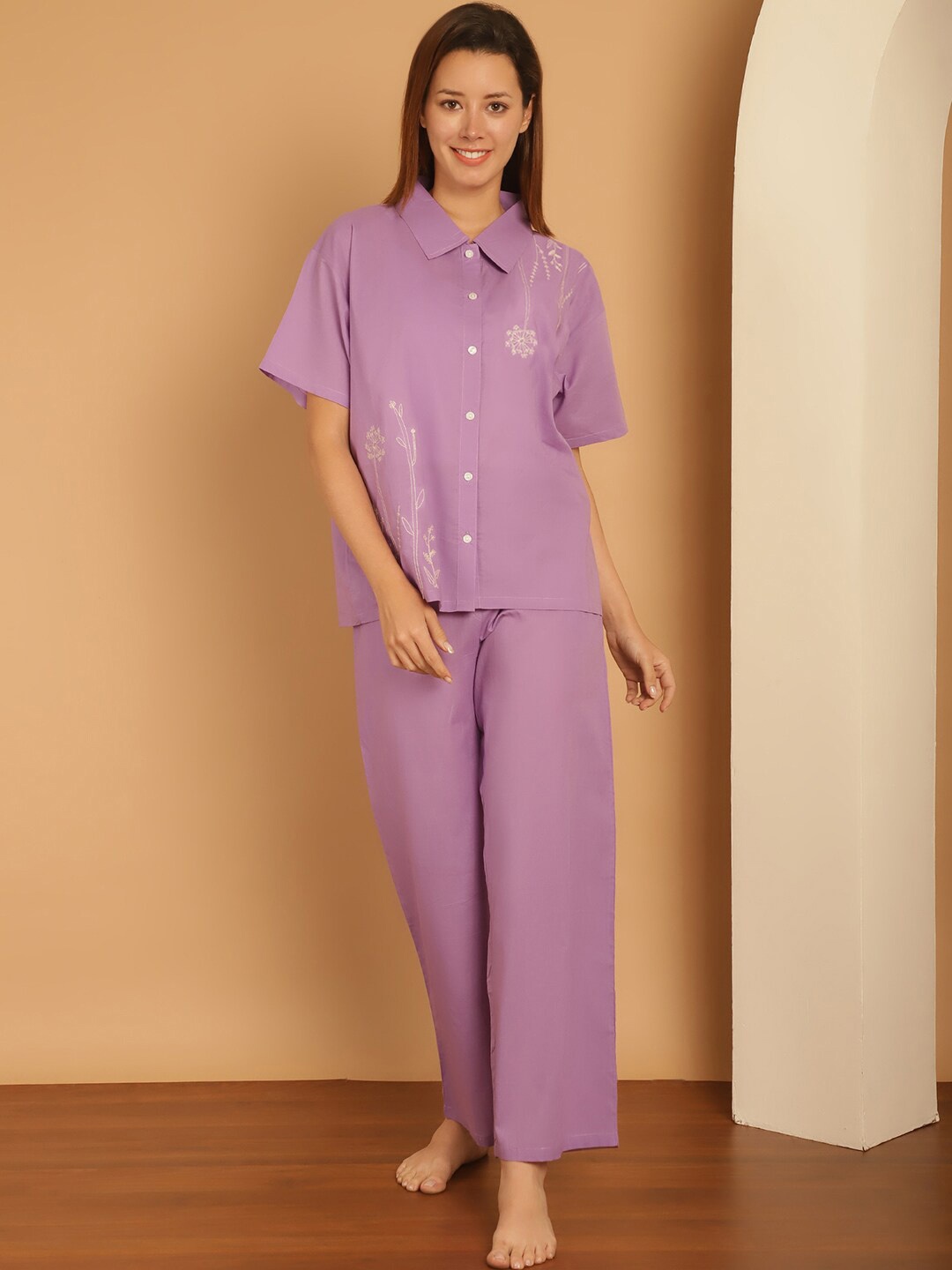 

Kanvin Purple Pure Cotton Night suit