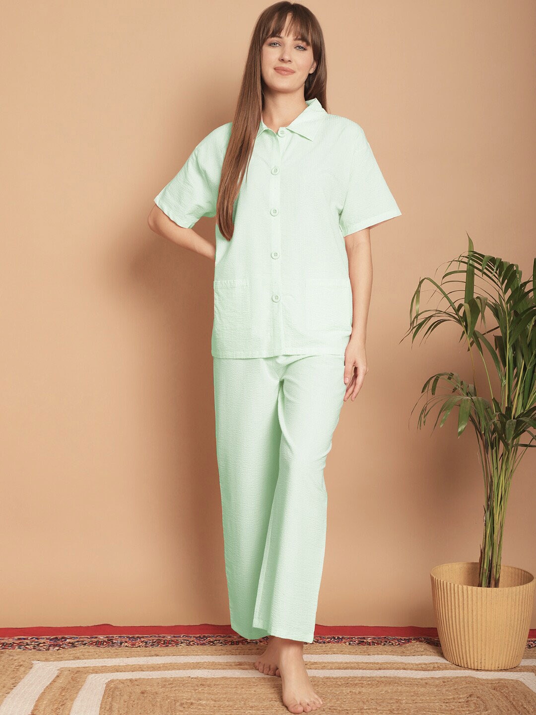 

Kanvin Green Pure Cotton Night Suit