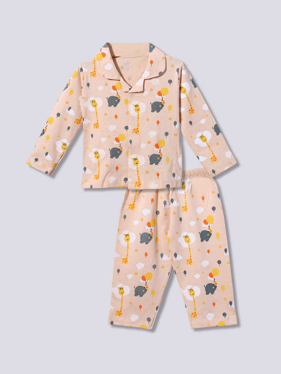 

Moms Love Boys Printed Pure Cotton Night Suit, Beige