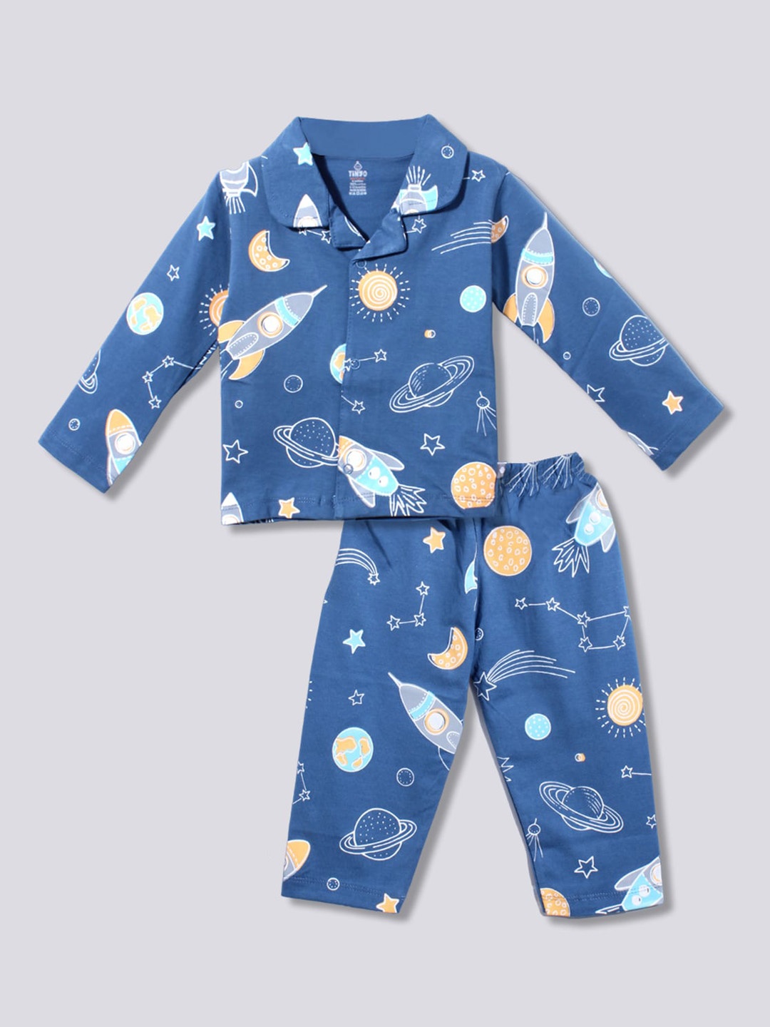 

Moms Love Girls Printed Night suit, Blue