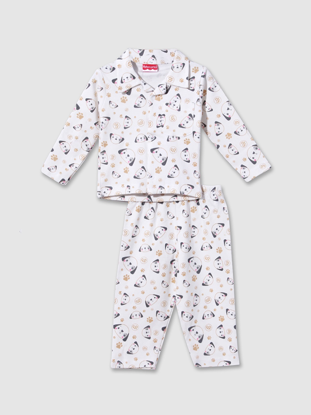 

Moms Love Boys Printed Night suit, White