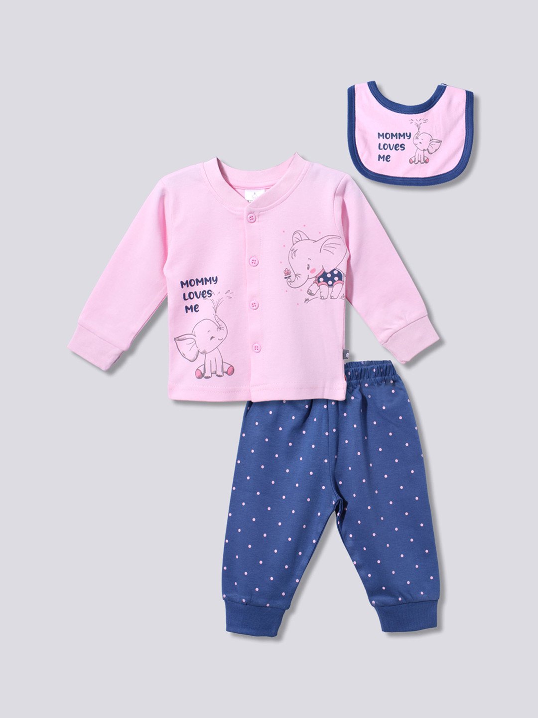 

Moms Love Infant Boys Printed Pure Cotton Shirt with Trousers & Bib, Pink