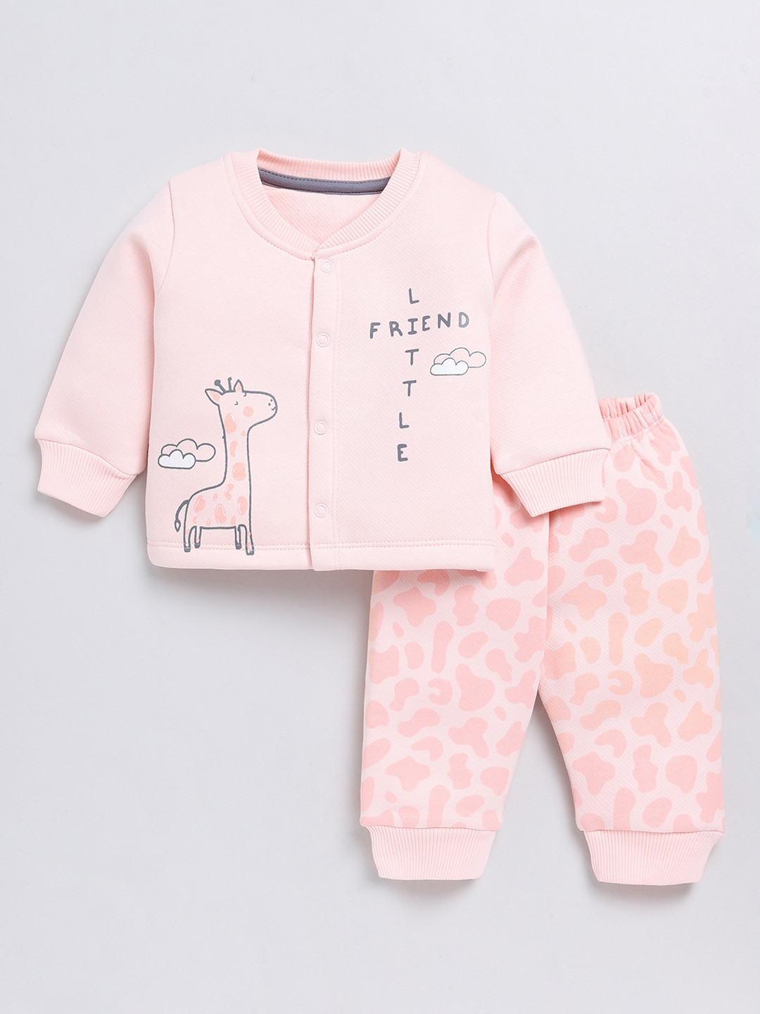 

Moms Love Infant Kids Printed Pure Cotton Top with Joggers, Pink