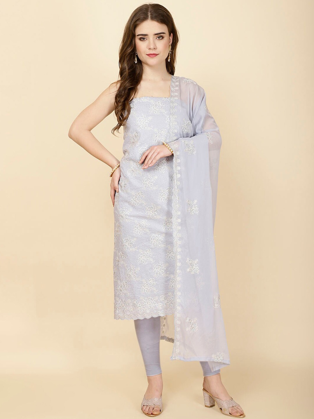 

Meena Bazaar Embroidered Unstitched Dress Material, Blue