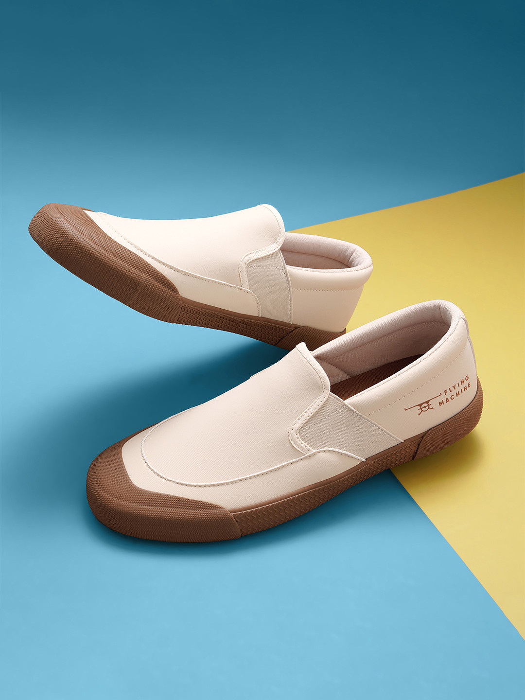 

Flying Machine Men Slip-On Sneakers, Beige