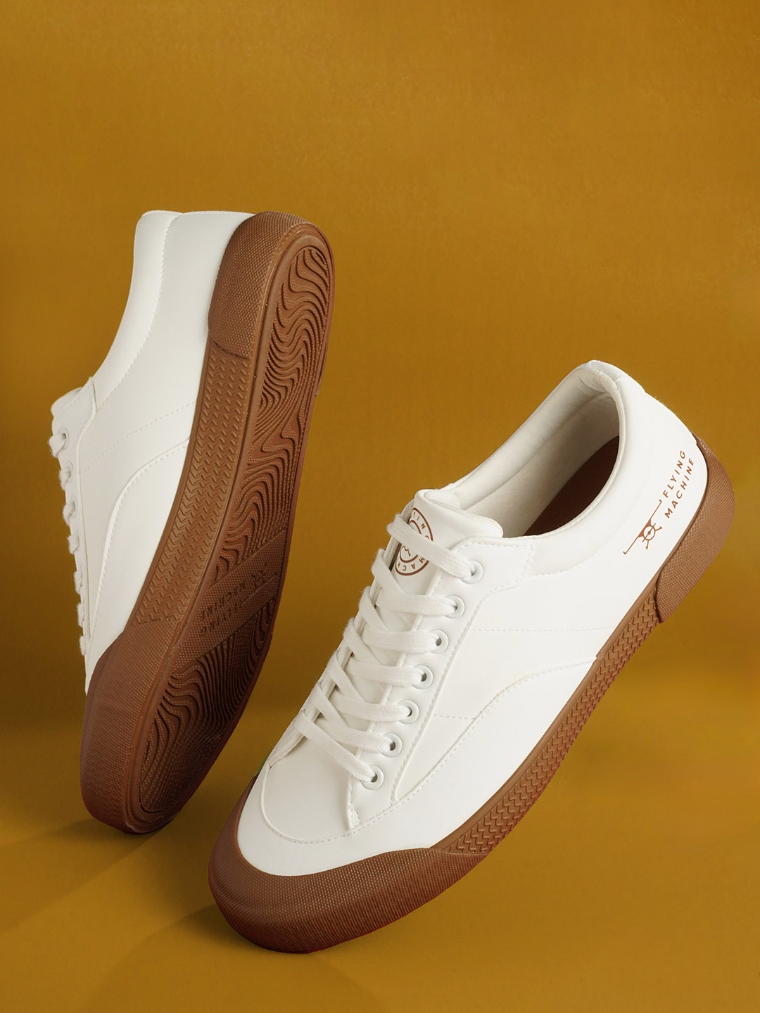 

Flying Machine Men Contrast Sole Sneakers, White