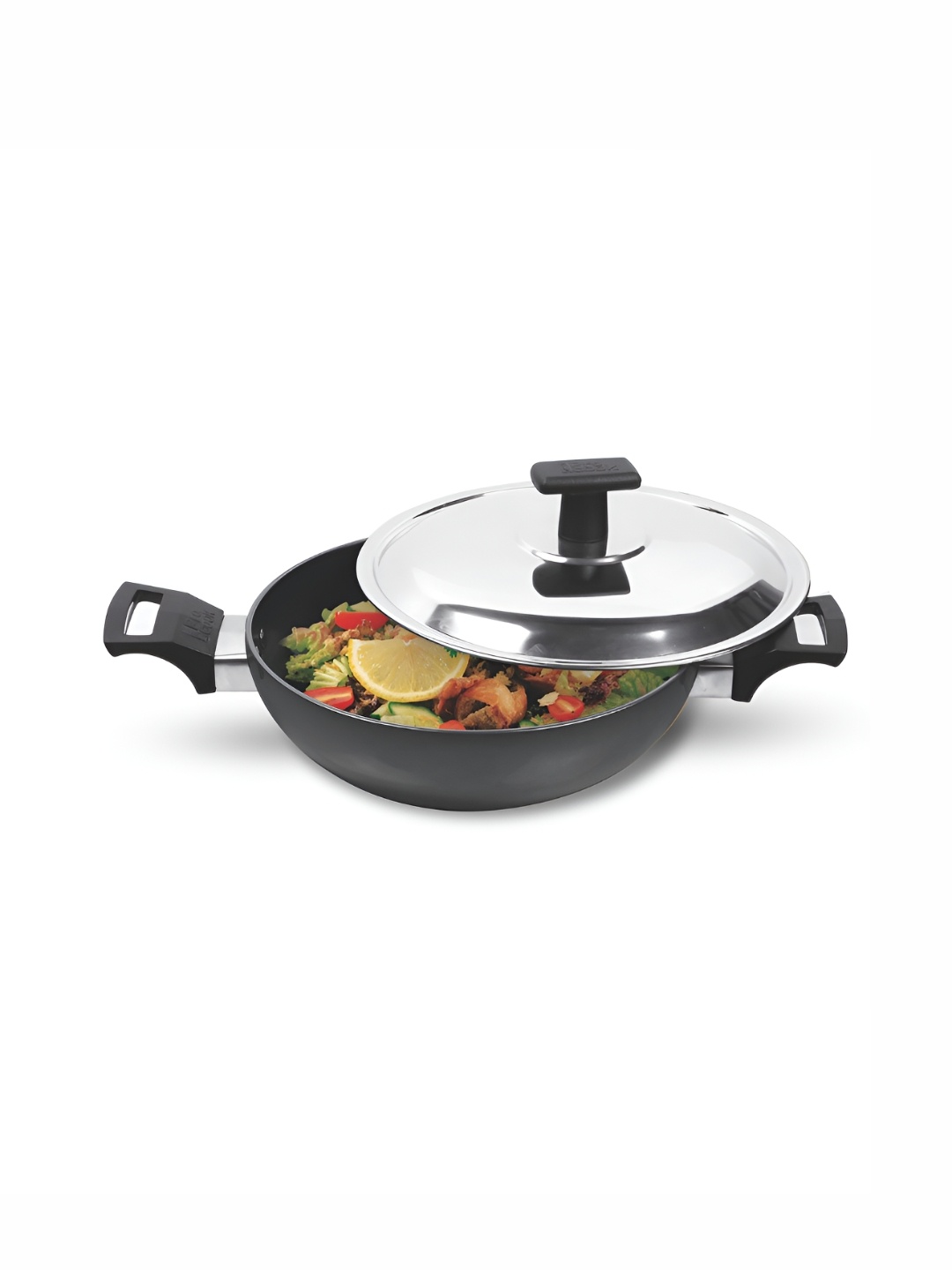 

Milton Pro Cook Hard Anodized Kadhai With Stainless Steel Lid 26 cm 3.4 Litre, Grey