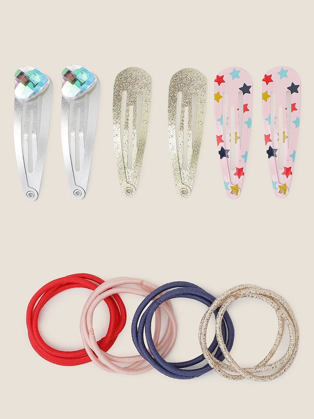 

Marks & Spencer Girls Set Of 7 Ponytail Holders & Tic Tac Hair Clips, Red