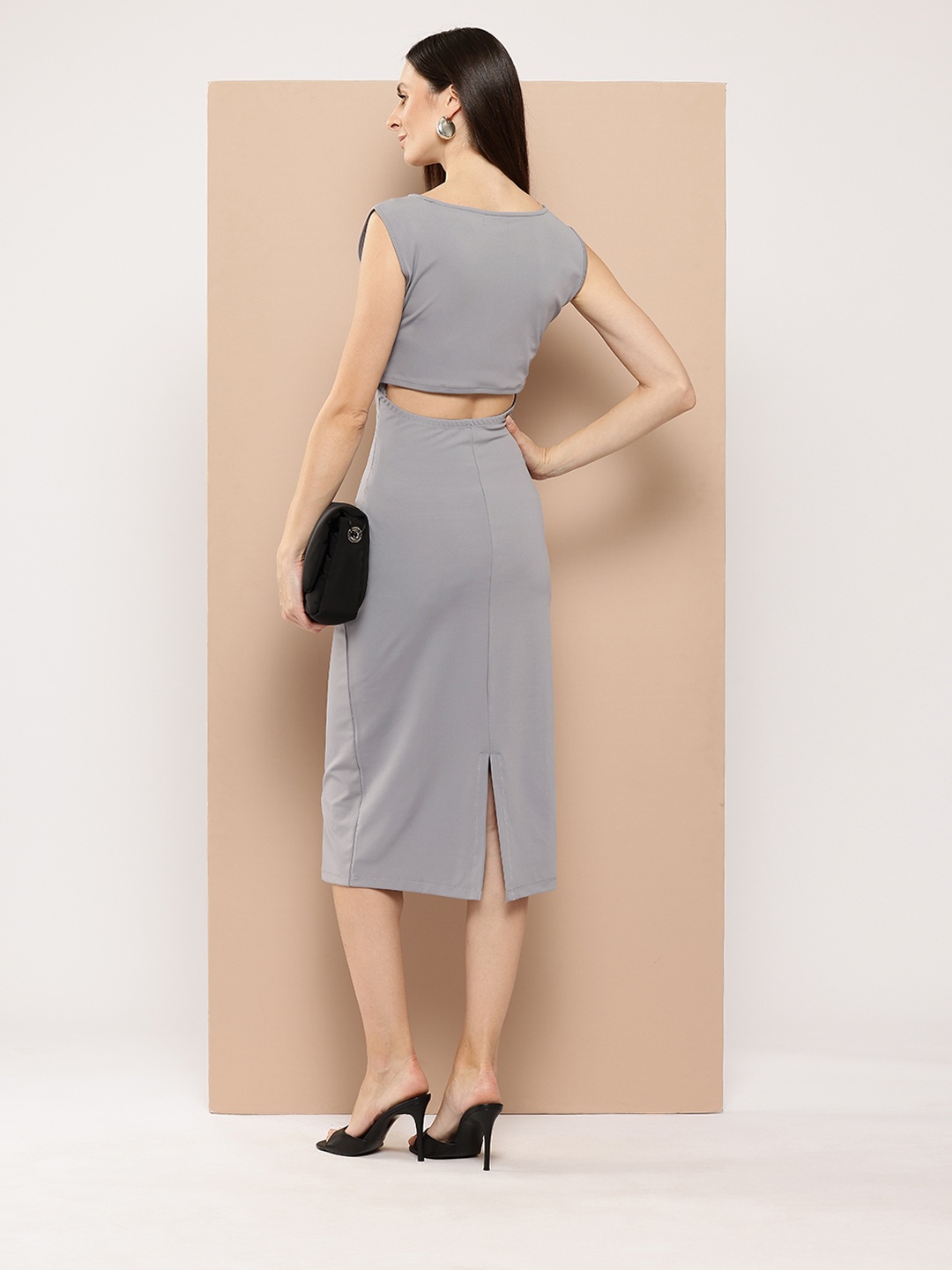 

Chemistry Cut-Out Back Sheath Midi Dress, Grey